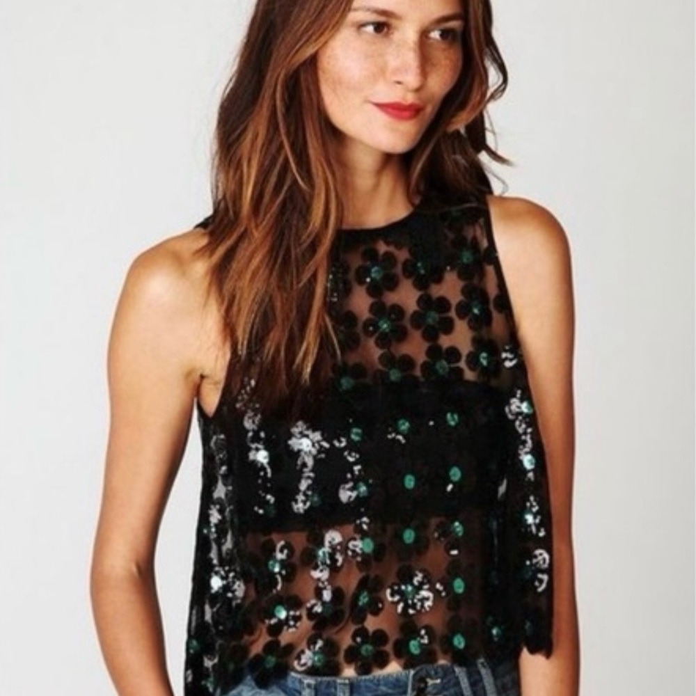 Free People Pick a Daisy Top in Black.